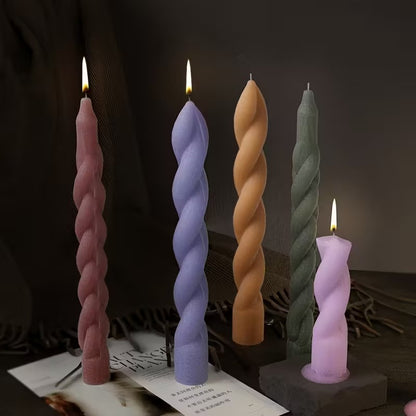 Spiral Taper Candle Silicone Mould — 4 Twisted Ribbed Styles (Style 03/04/05/07)