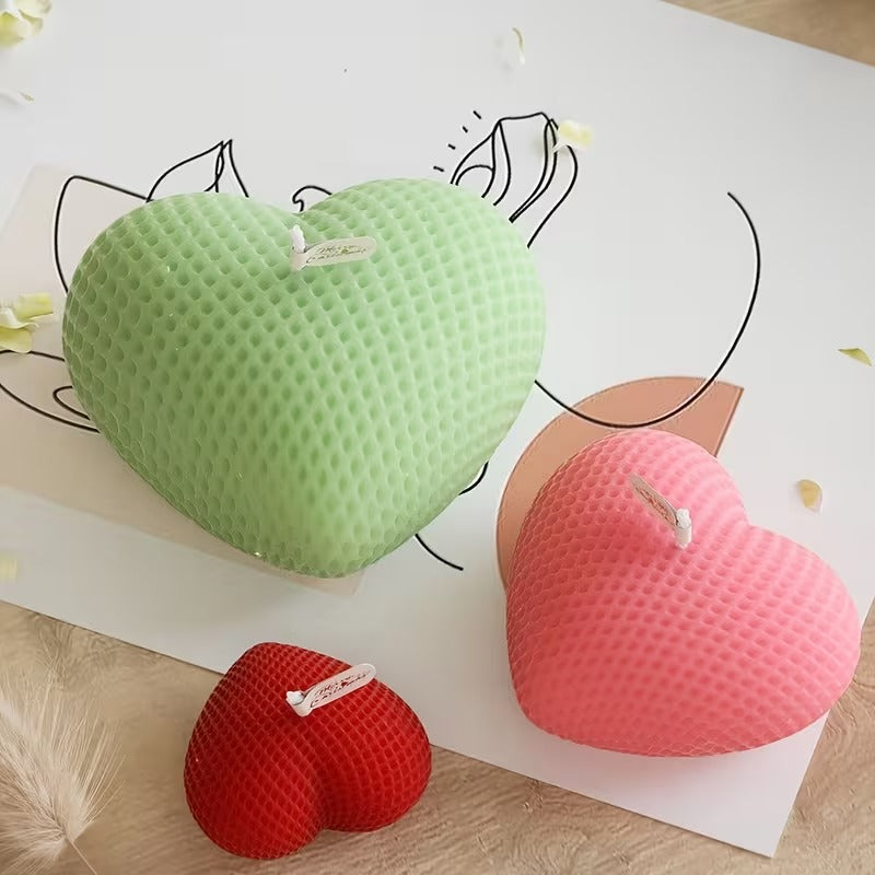 Bubble Texture Heart Candle Silicone Mould – 3 Sizes