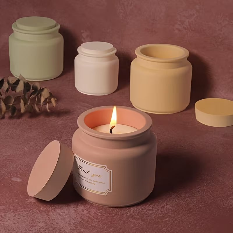 Candle Jar Silicone Mould with Lid – Concrete, Plaster & Wax Candle Vessel Mould