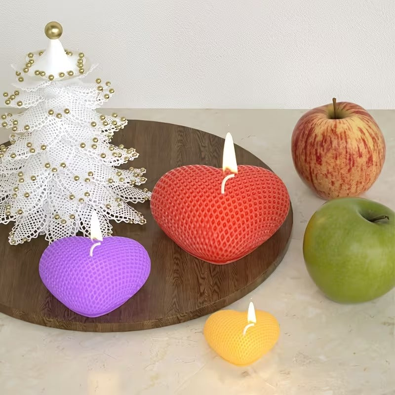 Bubble Texture Heart Candle Silicone Mould – 3 Sizes