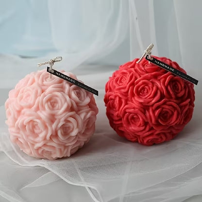 Rose Ball Silicone Candle Mould – 3D Flower Ball | 3 Sizes