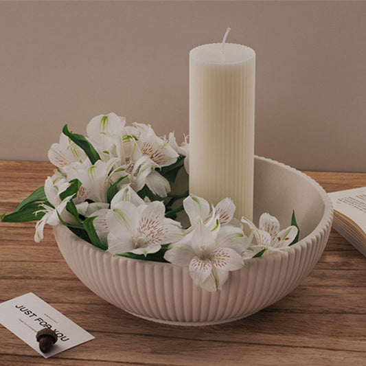 Ribbed Bowl Silicone Mould – Large Candle Holder, Concrete & Resin Bowl Mould