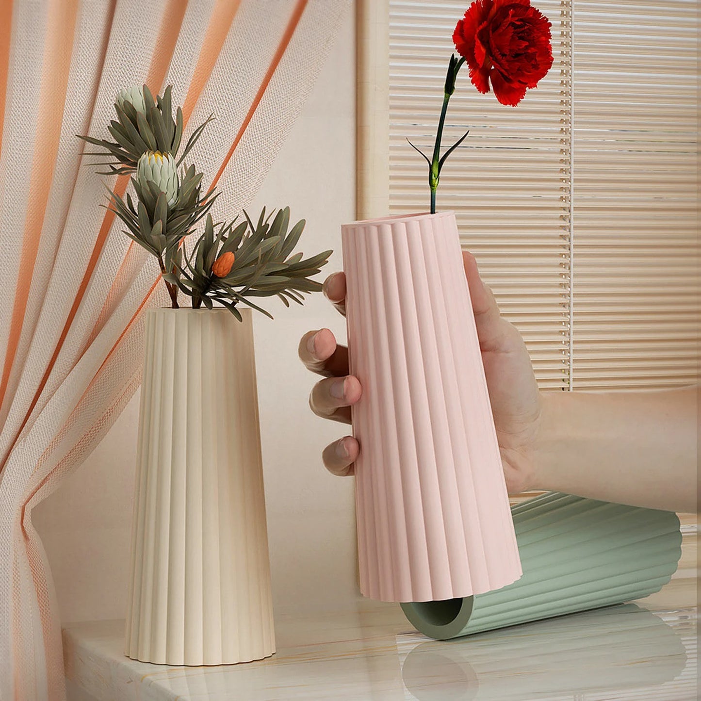 Ribbed Vase Silicone Candle Mould – 2-Part Design (Candle & Hollow Vase)