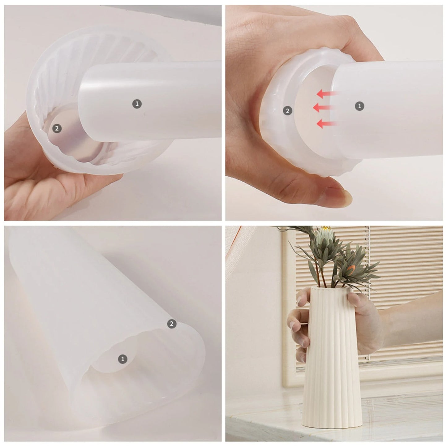 Ribbed Vase Silicone Candle Mould – 2-Part Design (Candle & Hollow Vase)