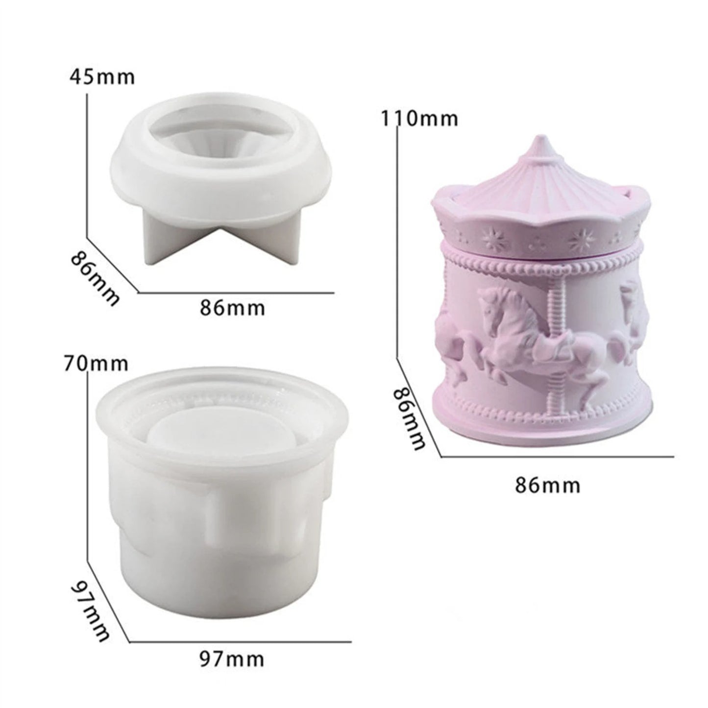 Carousel Silicone Mould – 3D Merry-Go-Round Candle & Resin Mould