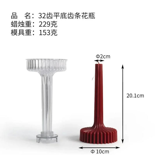 32-Tooth Ribbed Pillar Candle Mould – Vase Style (Plastic)