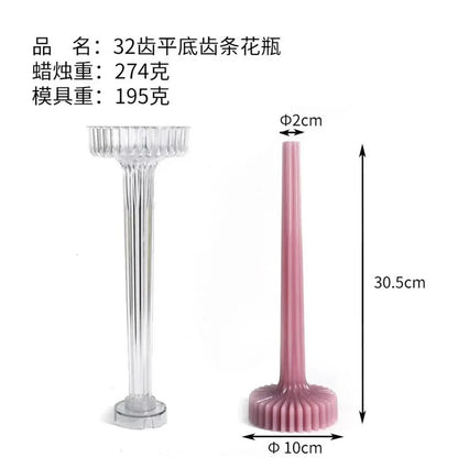 32-Tooth Ribbed Pillar Candle Mould — detailed texture view | Bloom Creations India