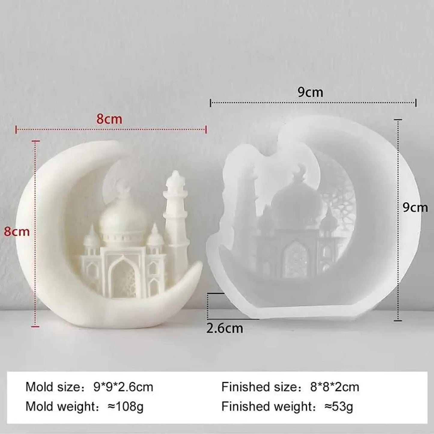 Crescent Moon Mosque Silicone Mould — finished candle | Bloom Creations India