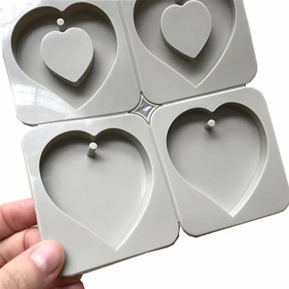 4-Cavity Heart Silicone Mould – Solid & Hollow Heart Wax Sachet Mould with Hanging Hole