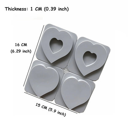 4-Cavity Heart Silicone Mould – Solid & Hollow Heart Wax Sachet Mould with Hanging Hole