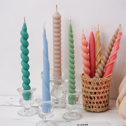 Spiral Taper Candle Silicone Mould — 4 Twisted Ribbed Styles (Style 03/04/05/07)