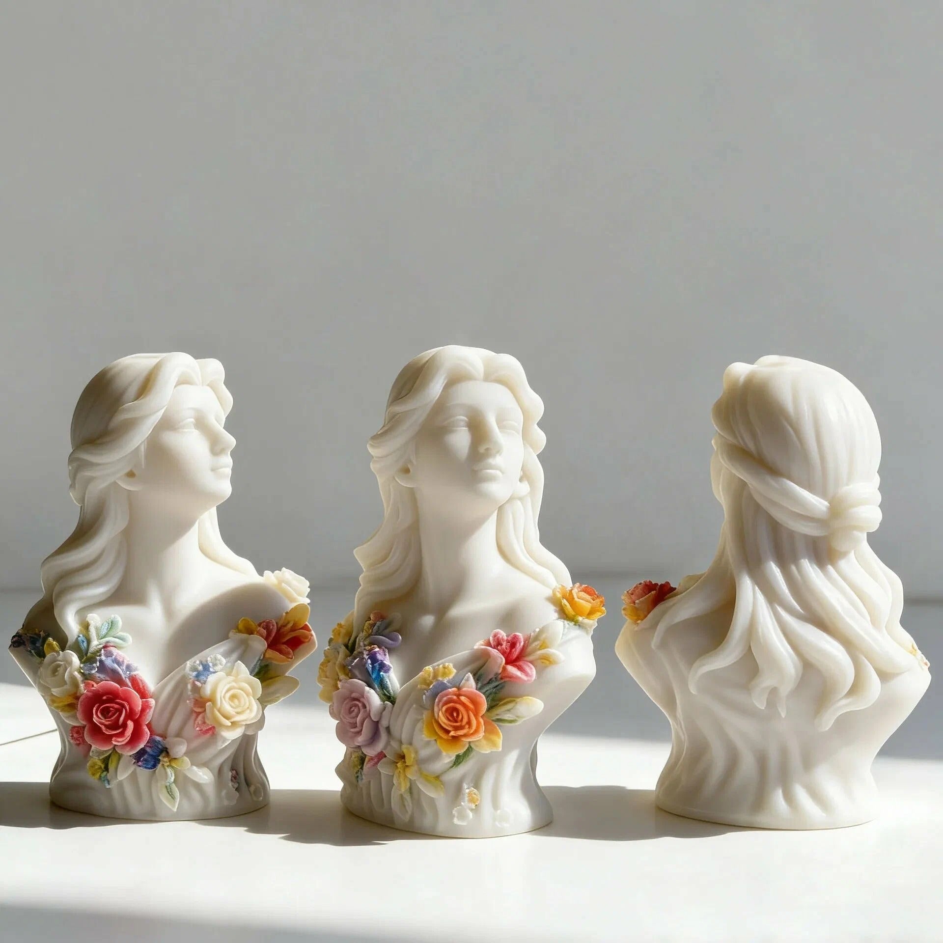 Floral Goddess Bust Silicone Candle Mould — detailed view | Bloom Creations India