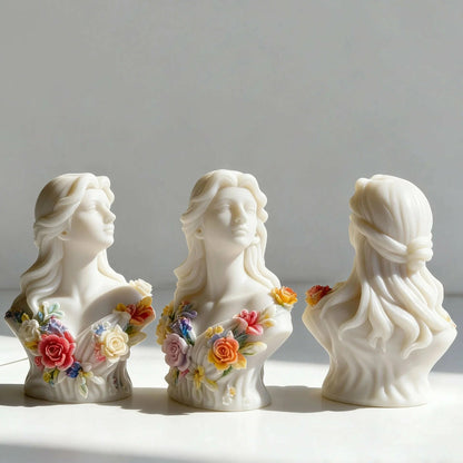 Floral Goddess Bust Silicone Candle Mould — detailed view | Bloom Creations India