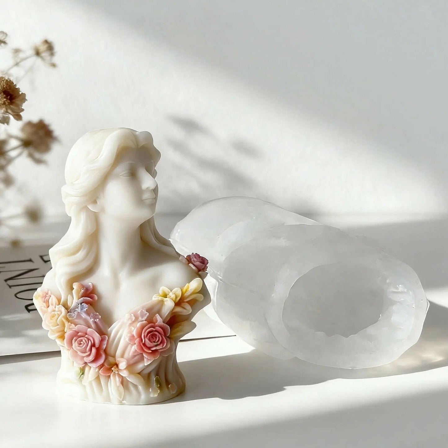 Floral Goddess Bust Silicone Candle Mould — size reference | Bloom Creations India