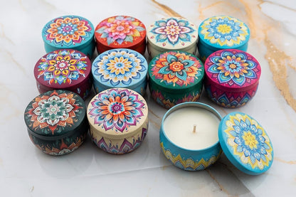 Mandala Candle Tin Set of 12