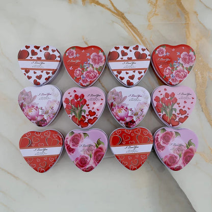 I Love You Heart Candle Tin Set of 12