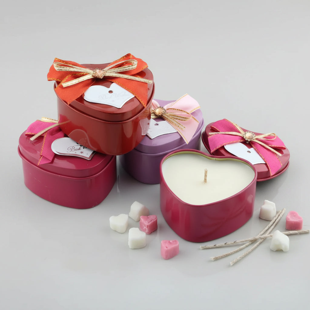 Heart-Shaped Tin Jar – Set of 12 Pcs