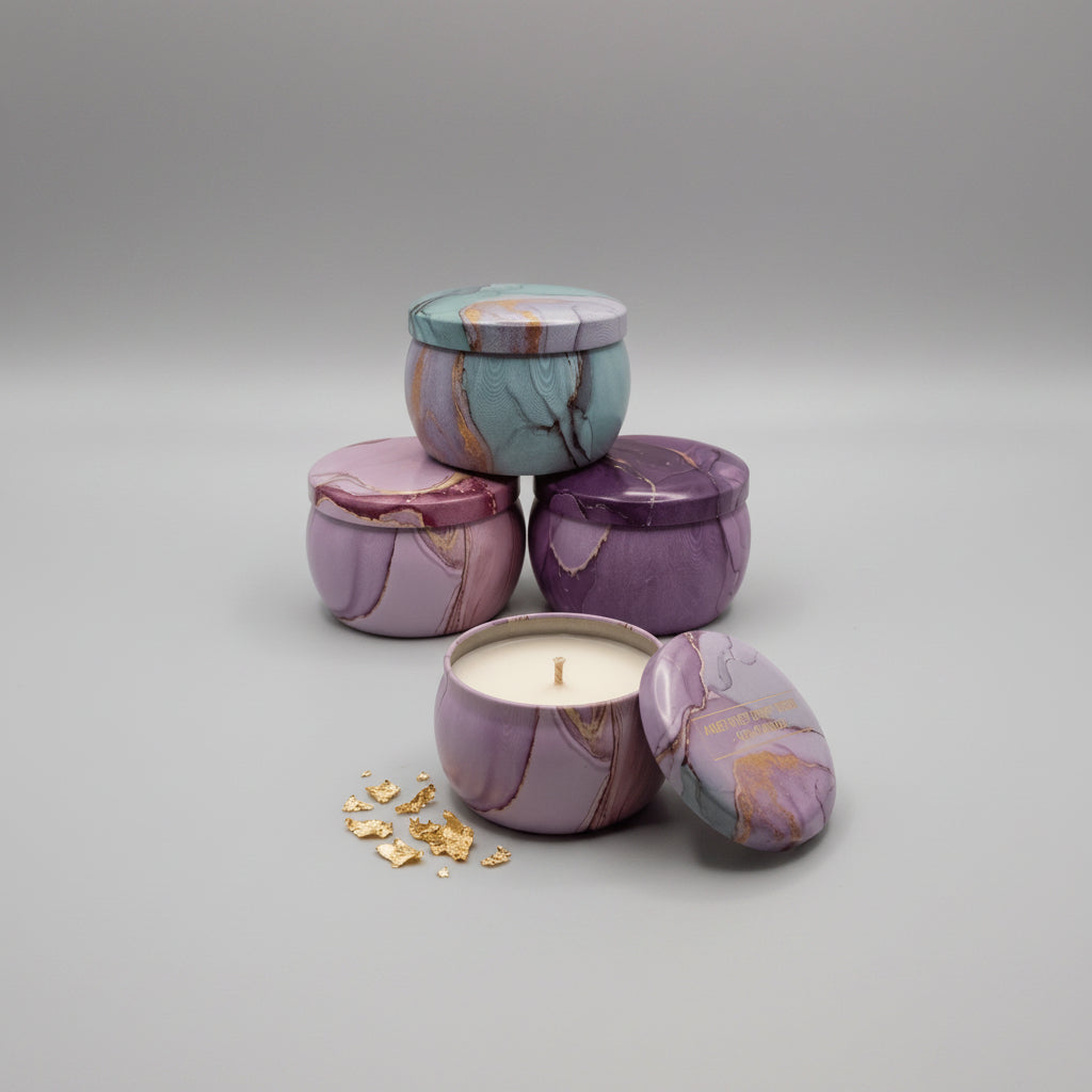 Marble Candle Tin Set of 12