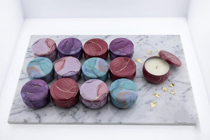 Marble Candle Tin Set of 12