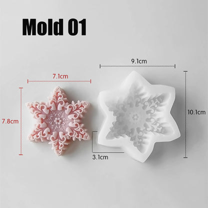 Snowflake silicone candle mold — Christmas aromatherapy plaster mold