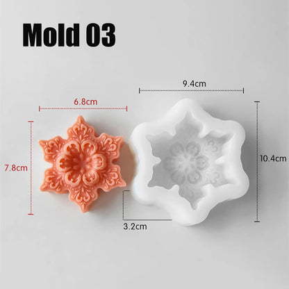 Snowflake Silicone Candle Mould – Christmas Aromatherapy & Plaster Decoration Mould