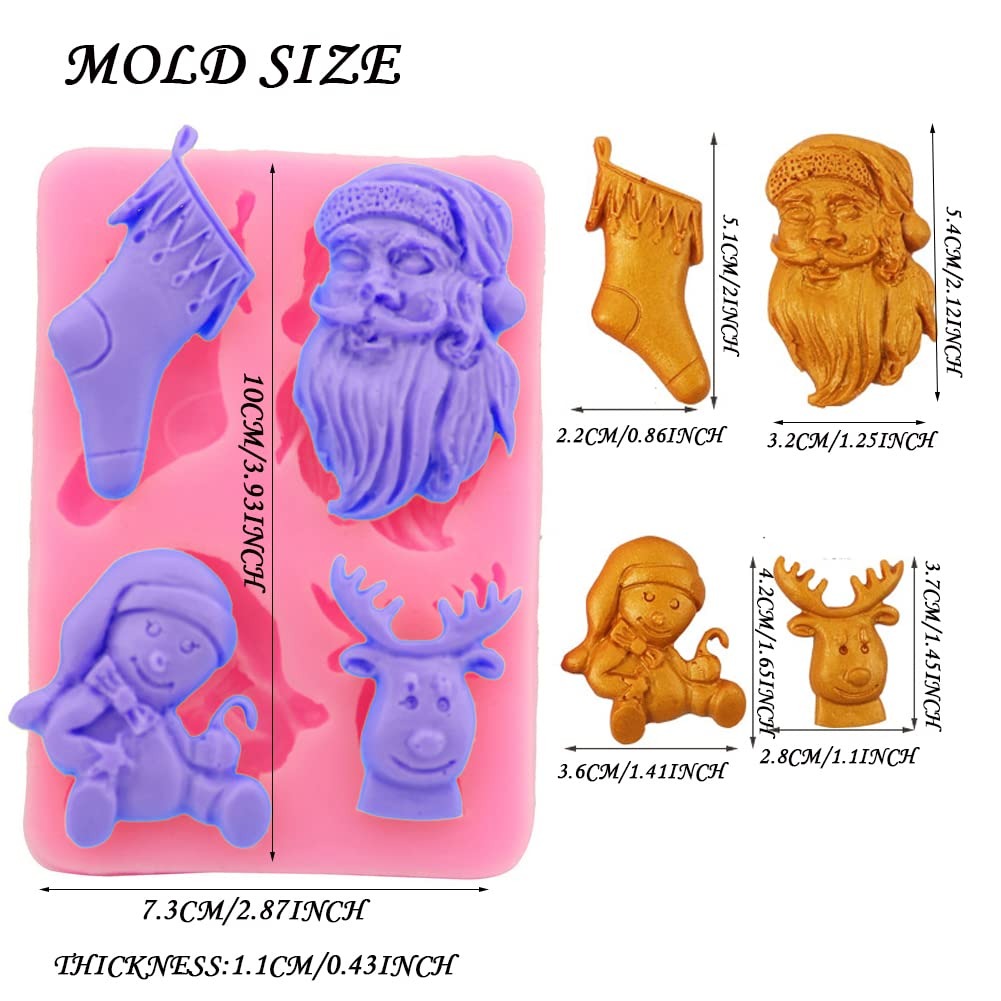 4-cavity Christmas theme silicone fondant mould — close-up detail