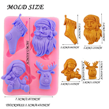 4-cavity Christmas theme silicone fondant mould — close-up detail