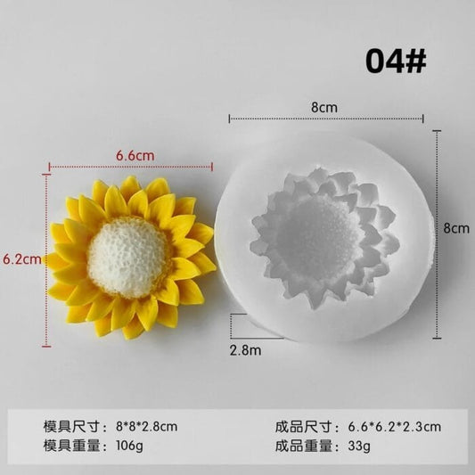 3D sunflower silicone mould for floral candles and decorative crafts