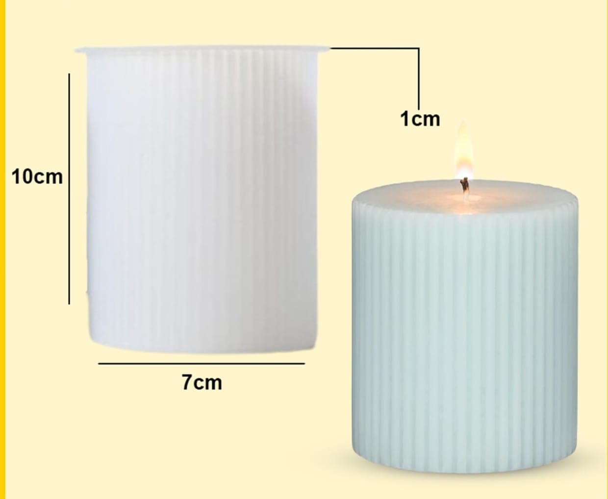 Striped Pillar Silicone Candle Mould – Textured Cylinder Pillar Candle Mould