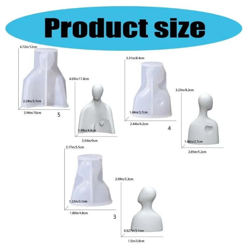 Human Figure Silicone Mould – Set of 3 Showpiece Candle & Resin Sculpture Moulds