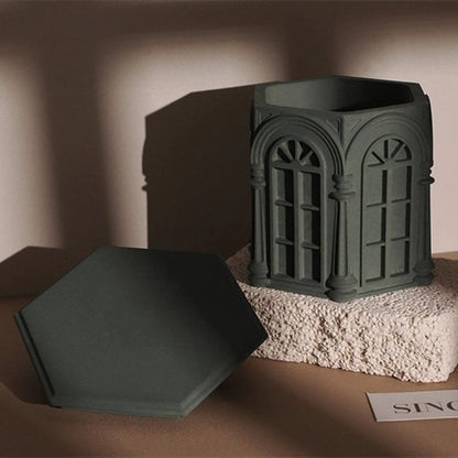 Roman column European silicone candle jar mould — finished candle vessel