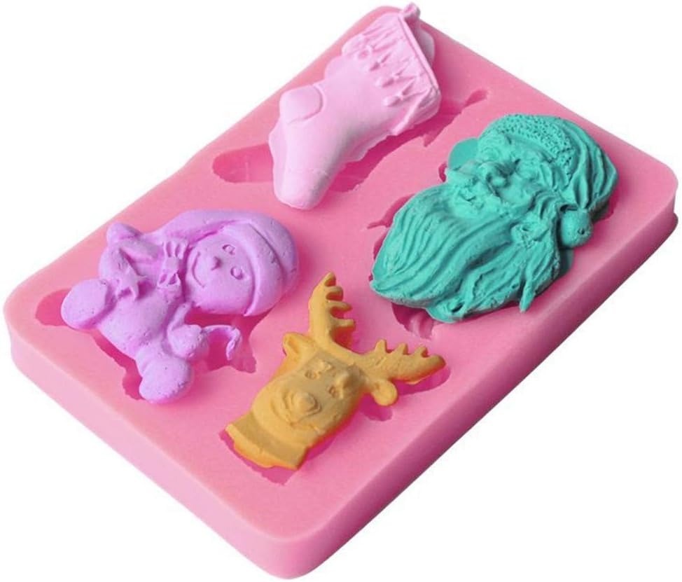 4-cavity Christmas theme silicone fondant mould — finished candle example