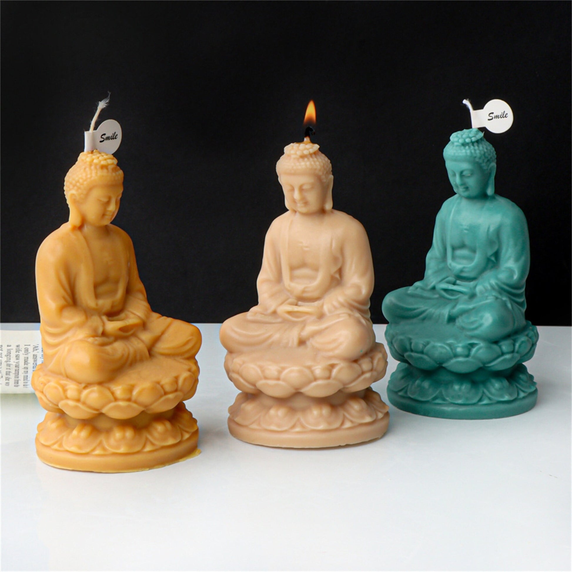 Buddha lotus meditation silicone candle mold — size reference
