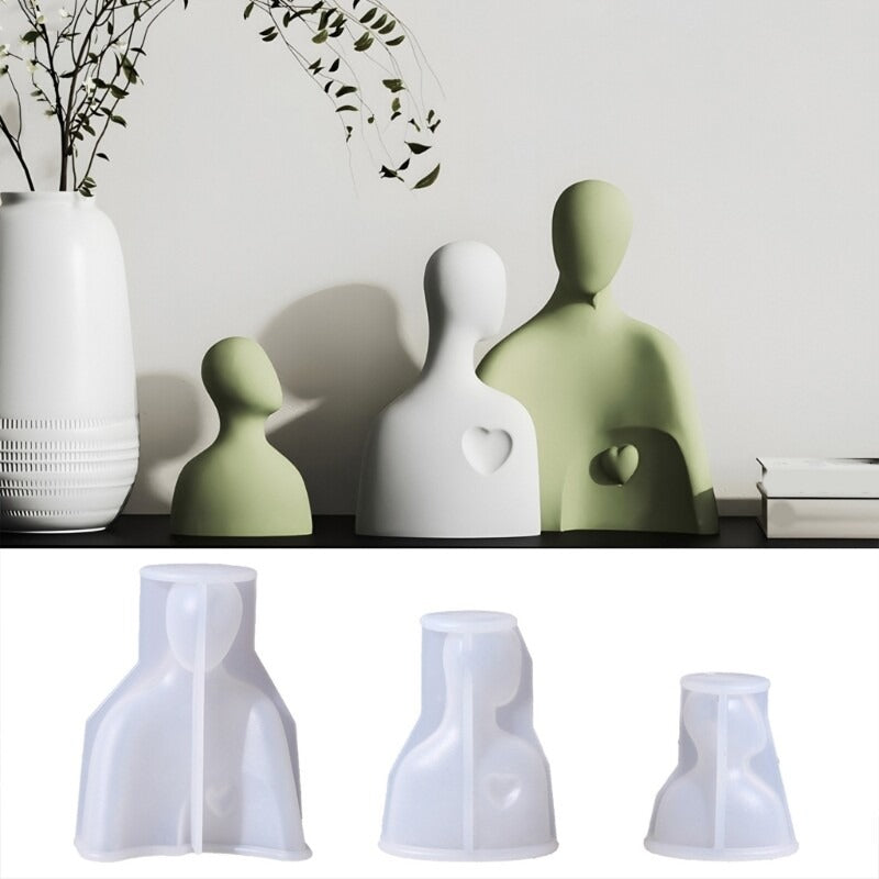 Human Figure Silicone Mould – Set of 3 Showpiece Candle & Resin Sculpture Moulds