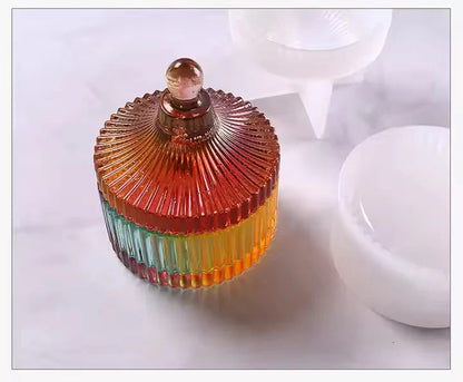 Crinkle jar silicone mold for textured candle vessels and resin storage