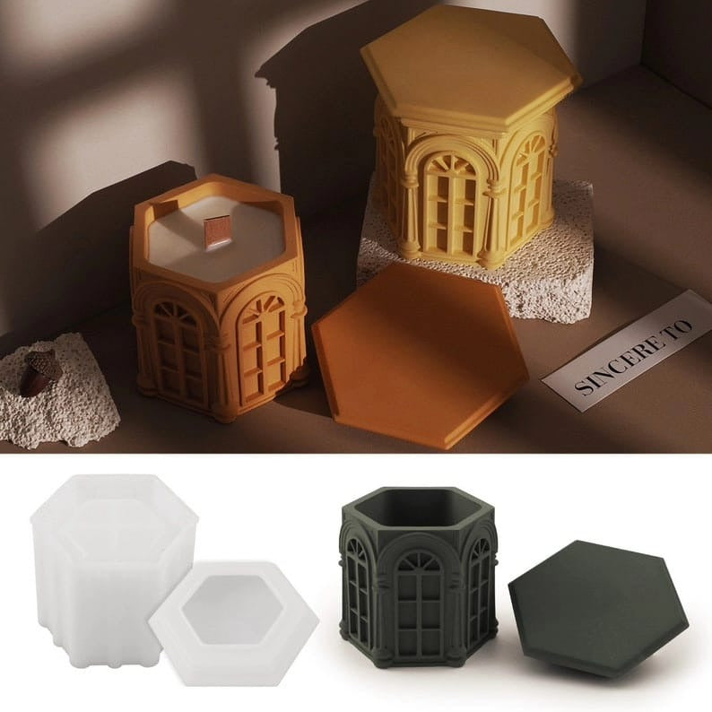 Roman column European silicone candle jar mould — size reference