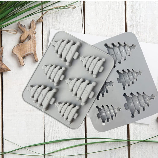 6-cavity Christmas tree silicone mold for festive mini holiday candles