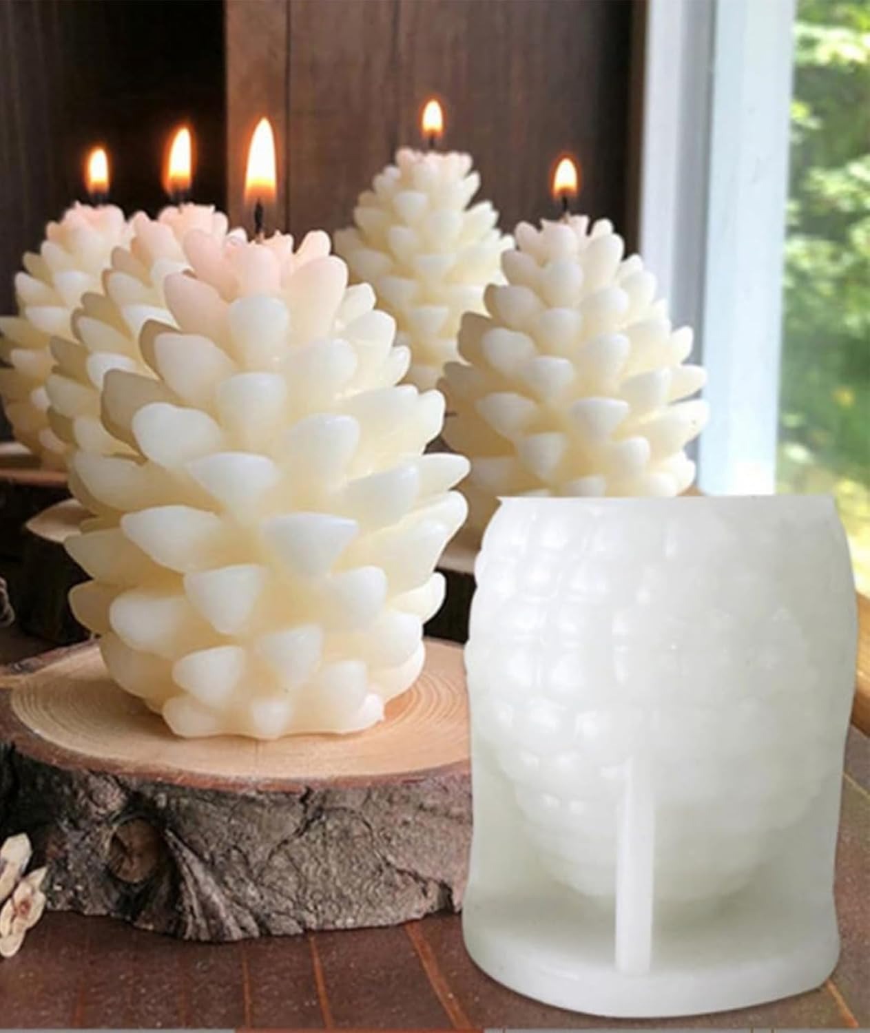 Pine Cone Silicone Candle Mould – 3D Christmas Pinecone Resin, Soap & Wax Mould