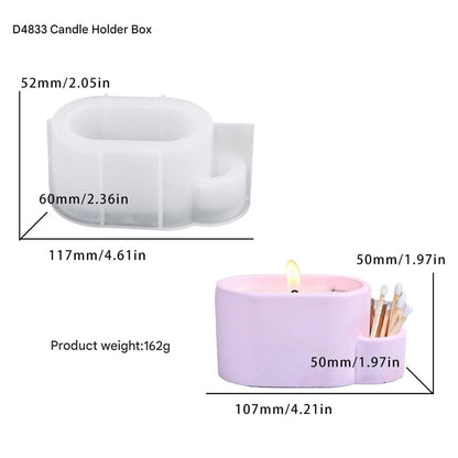 Candle Holder with Matchstick Box Silicone Mould – Concrete Jesmonite Resin Tealight Stand Mould