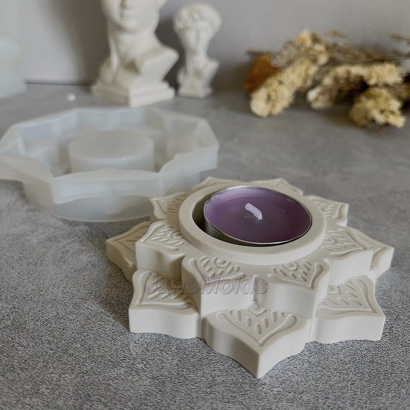 Irregular lotus candle vessel mould for resin, gypsum, and plaster crafts