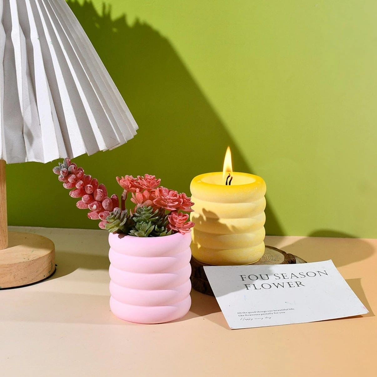 Coiled planter and jar silicone mould for textured concrete candle vessels