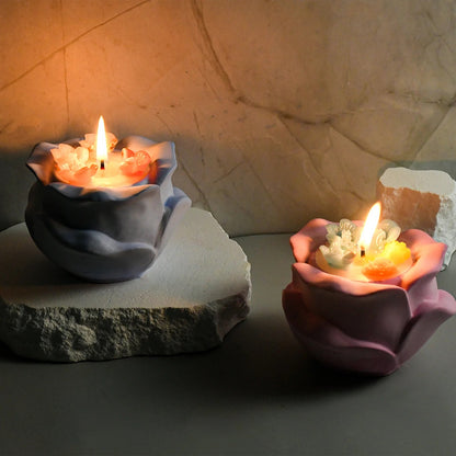 Rose silicone candle holder mold — alternate angle view
