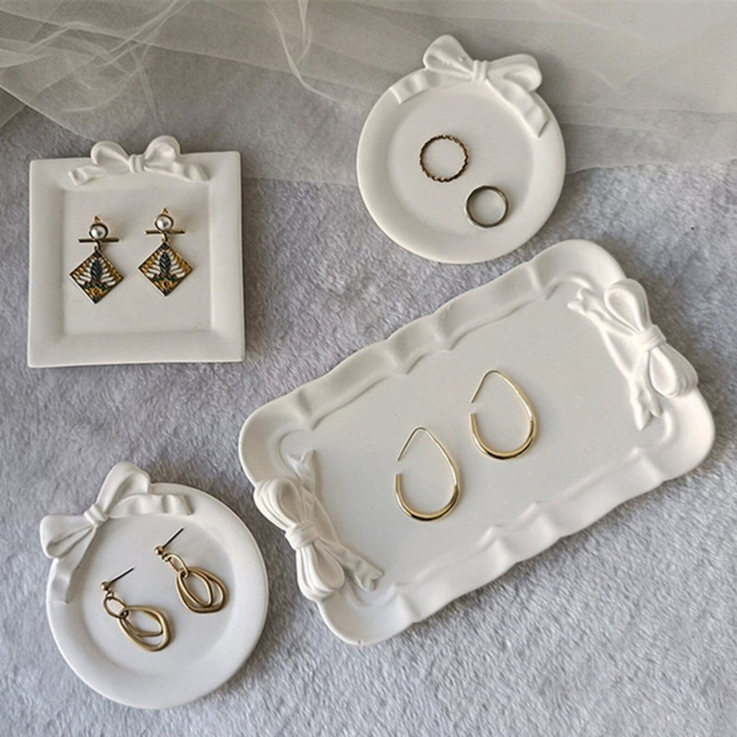 Geometric Tray Silicone Mold-Bow Trinket Dish Resin Mold-Bowknot Storage Tray Mold-Jewelry Display Tray Mold-Concrete Cement Tray Decor Mold