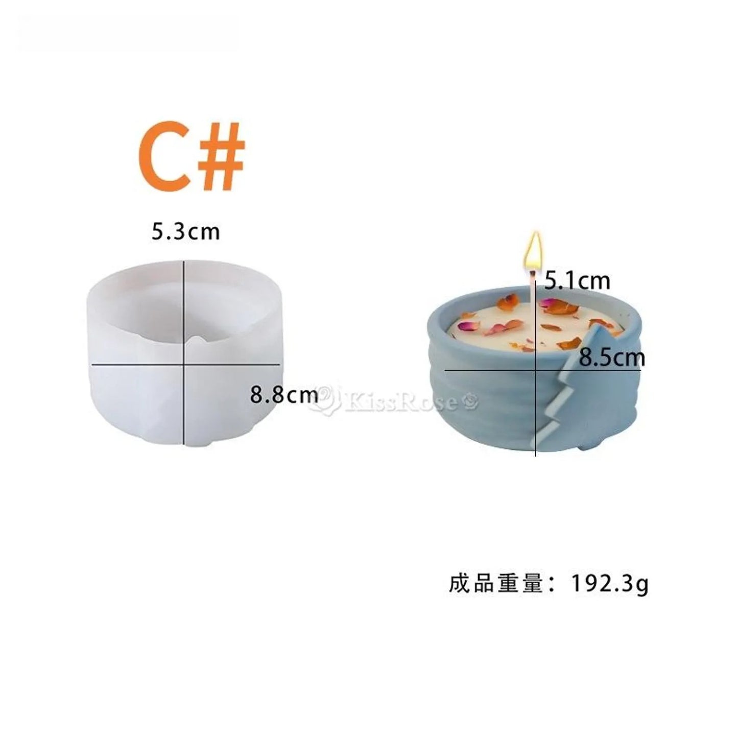 Christmas snowflake candle vessel silicone mold — alternate angle view