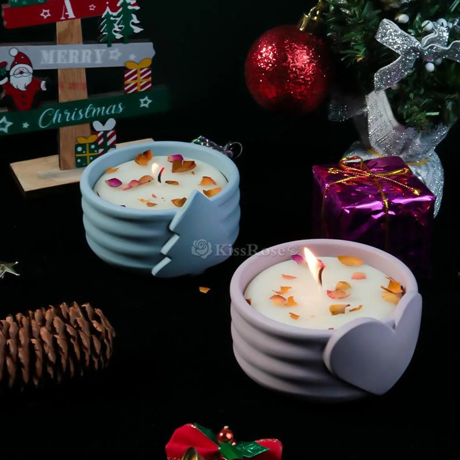 Christmas snowflake candle vessel silicone mold — colored variants