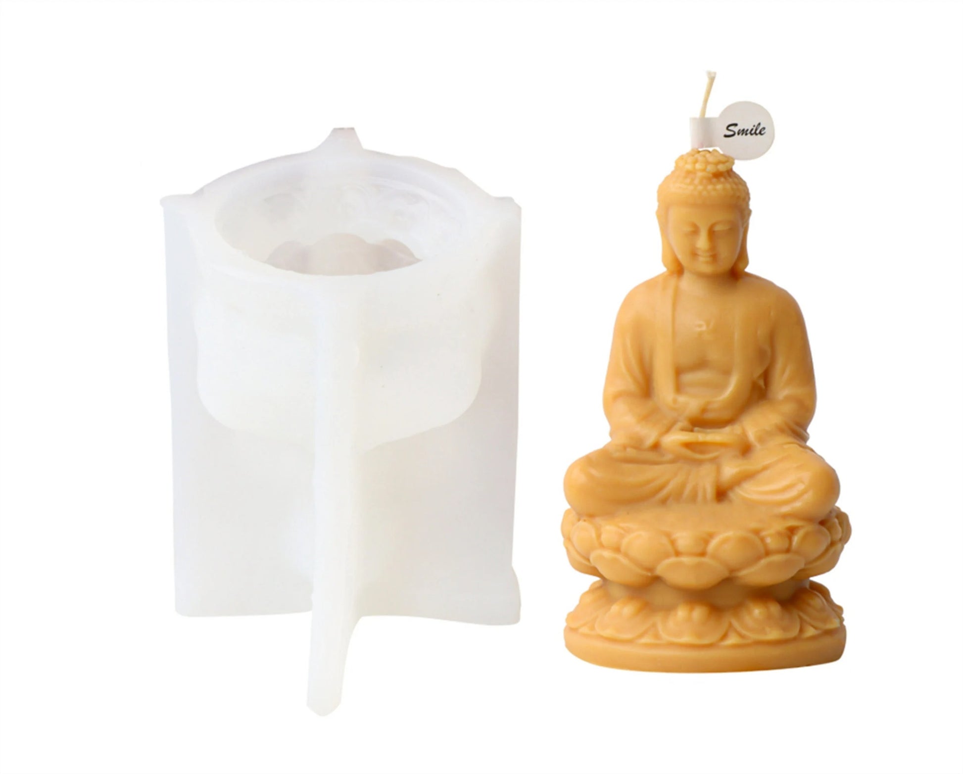 Buddha lotus meditation silicone candle mold — colored wax variants