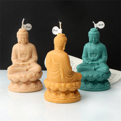 Buddha lotus meditation silicone candle mold — lifestyle photo