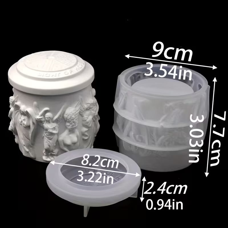 Baroque angel silicone mould — finished candle example