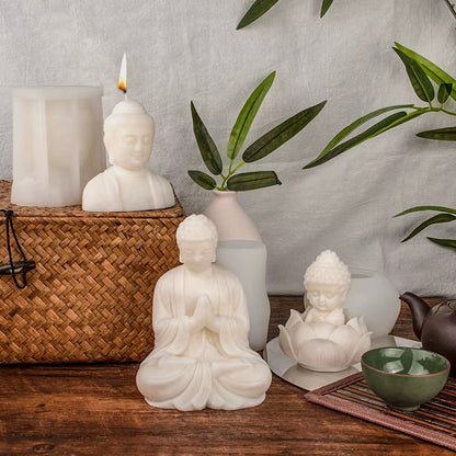 Buddha Face Silicone Mould – Epoxy Resin Buddhist Candle & Aromatherapy Plaster Mould