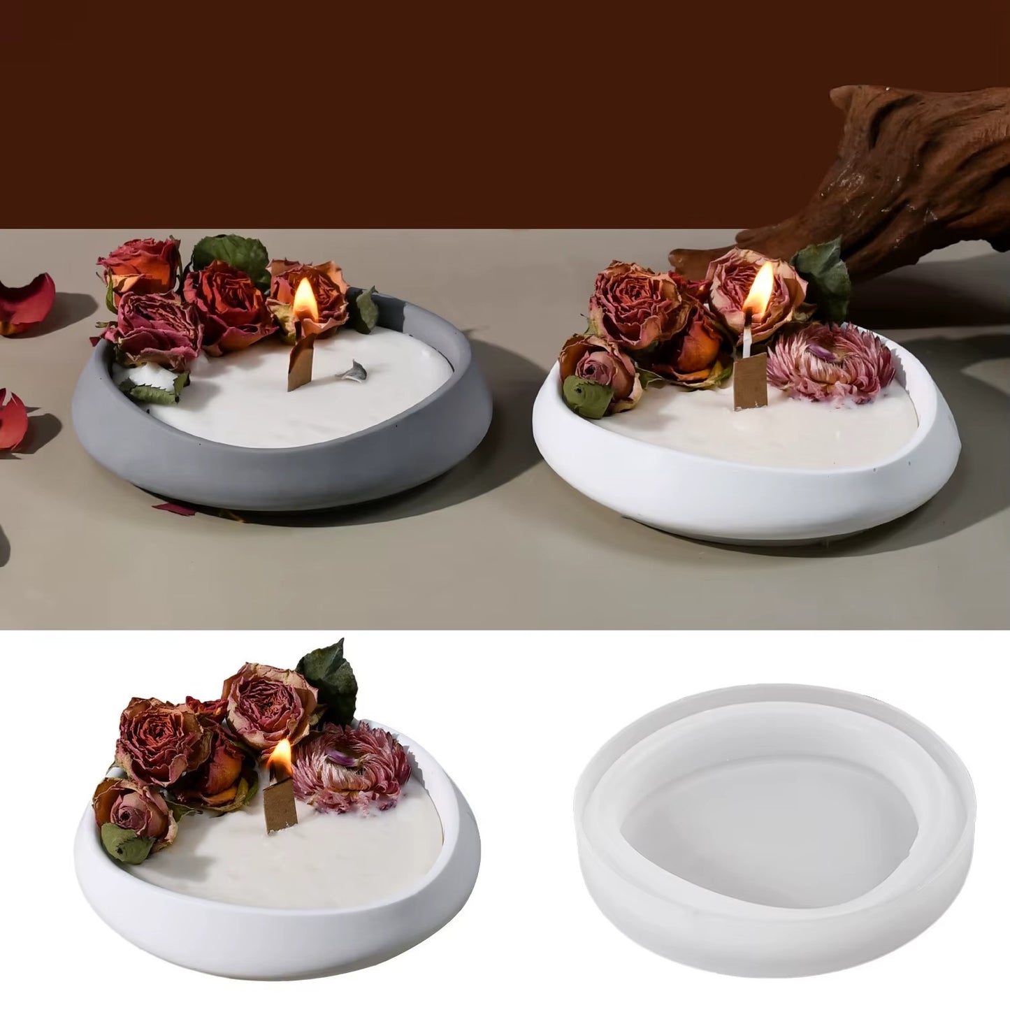 Irregular Wave Edge Round Silicone Mould – Resin Candle Holder, Jewellery Dish & Coaster Mould